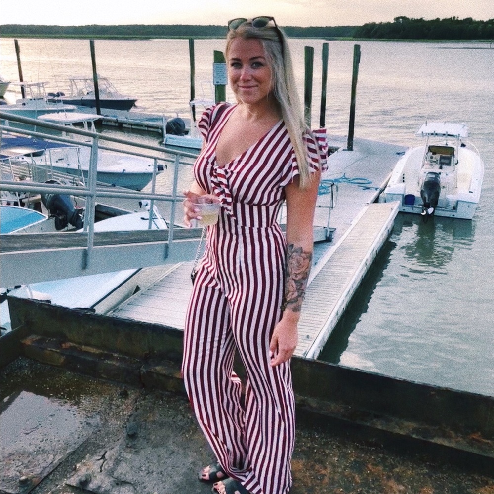 Love, Fire Tie Front Wide Leg Jumpsuit